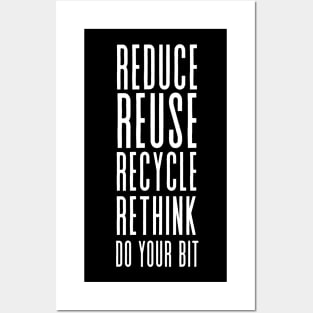 Reduce Reuse Recycle Rethink - Save the environment Posters and Art